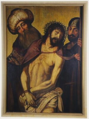 Ecce Homo del siglo XVII – Cristo coronado de espinas acompañado de soldados