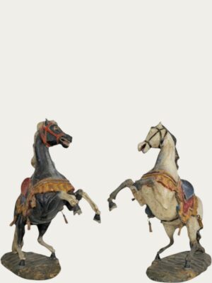 Pair of Finely Carved and Polychromed Austrian Horses, circa 1900