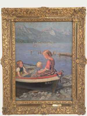 Pintura al óleo «Niños en el lago»