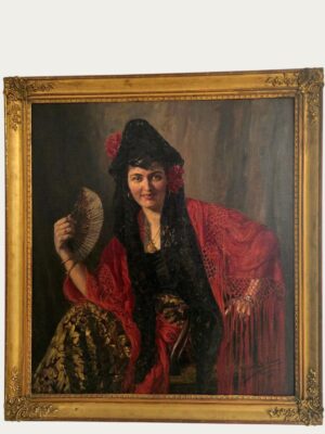 Cuadro «Mujer española con traje tradicional rojo»