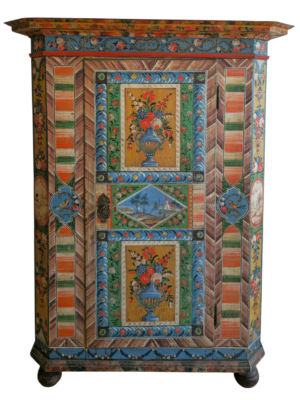 Original hand-painted Bauernschrank (peasant wardrobe / folk cupboard)