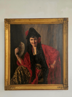 Cuadro «Mujer española con traje tradicional rojo»