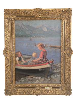 Pintura al óleo «Niños en el lago»
