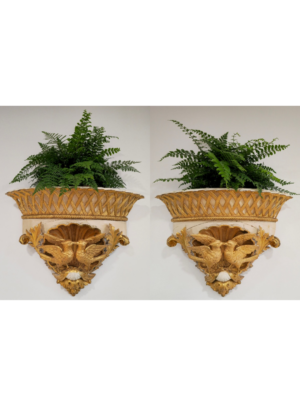 Par de espectaculares jardineras de pared / cestas para plantas