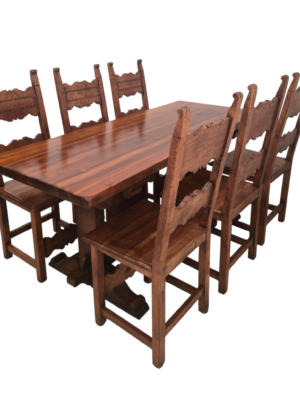 Rustic table with six chairs