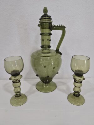 Wine carafe with two matching glasses