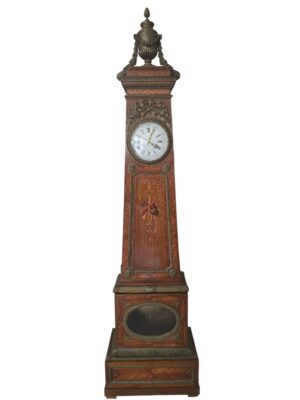 Espectacular Reloj de Pie con Intarsias y Dorados