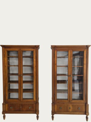 Par de vitrinas Biedermeier poco comunes