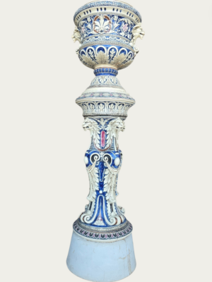 Faience Historicism flower column with cachepot